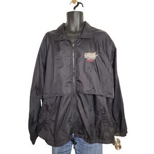 Luna Pier Windbreaker Jacket Men Sz XL Vintage Interstate Batteries Racing Black